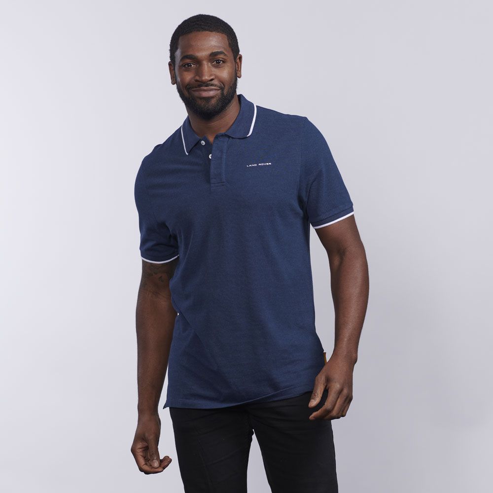 Poloshirt für Herren mit Kontrastkragen – marineblau