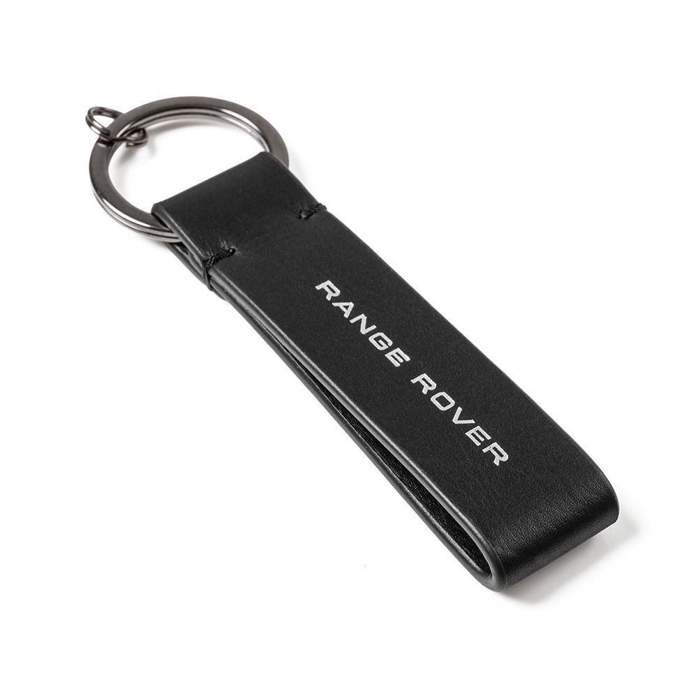 Porte-clés gravé Range Rover avec boucle en cuir - noir
