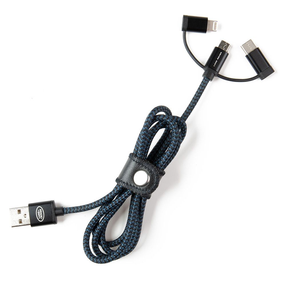 Câble tressé 3-en-1 en nylon pour iPhone - bleu